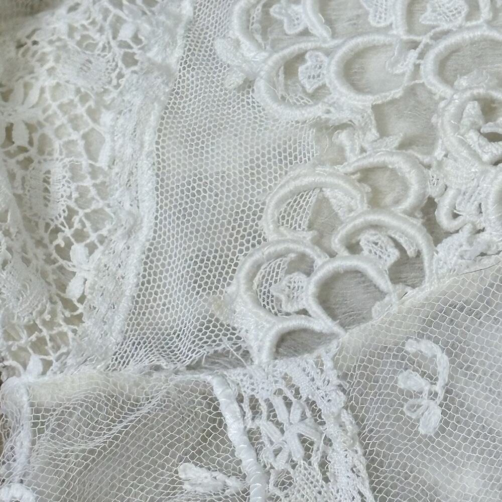 Antique 1920s Lace Edwardian Blouse Bridal Lingerie Ivory Romantic Size S - Picture 10 of 14